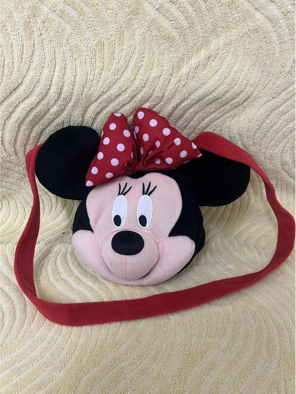 Minnie Mouse Kids Plush Bag Purse 3D Face Shoulder Strap
